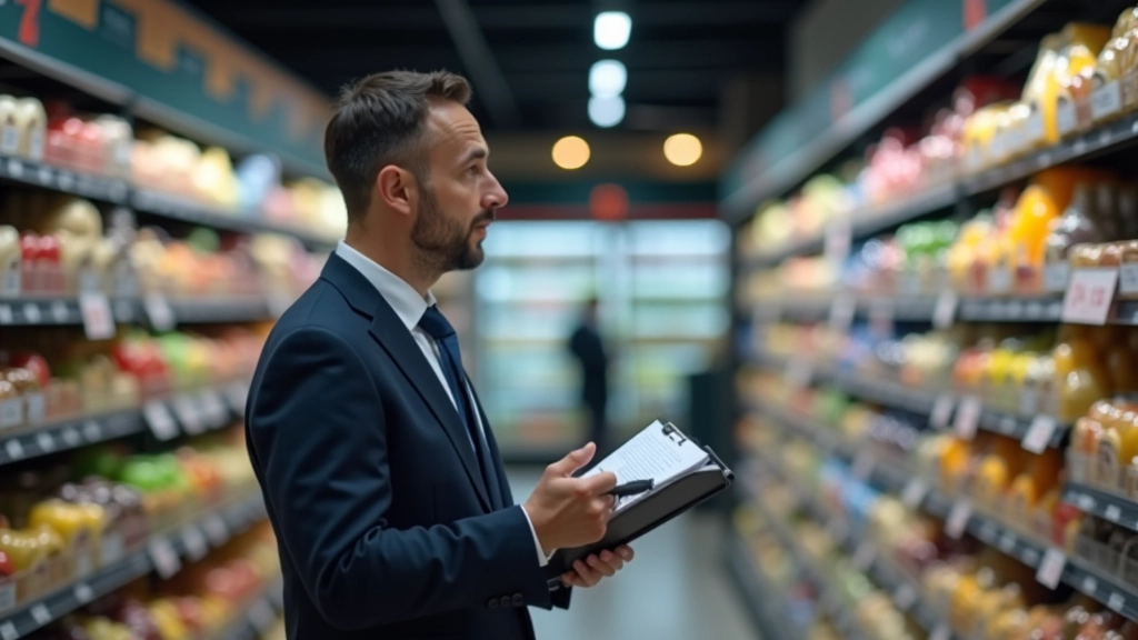 Statistiker beim Erfassen von Produktpreisen in einem Einzelhandelsgeschäft, Datenerfassungsformular sichtbar